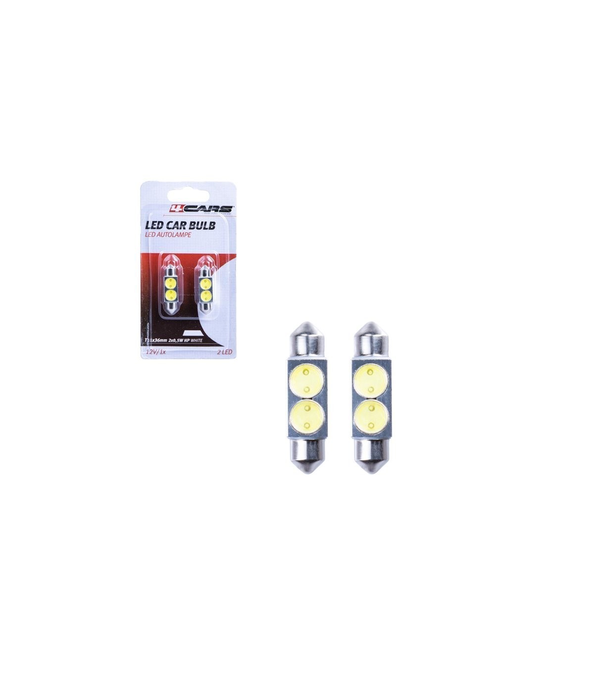 4CARS HQ sada LED žiaroviek T11X36/ 2X0.5W HP biela 4CARS HQ sada LED žiaroviek T11X36/ 2X0.5W HP biela