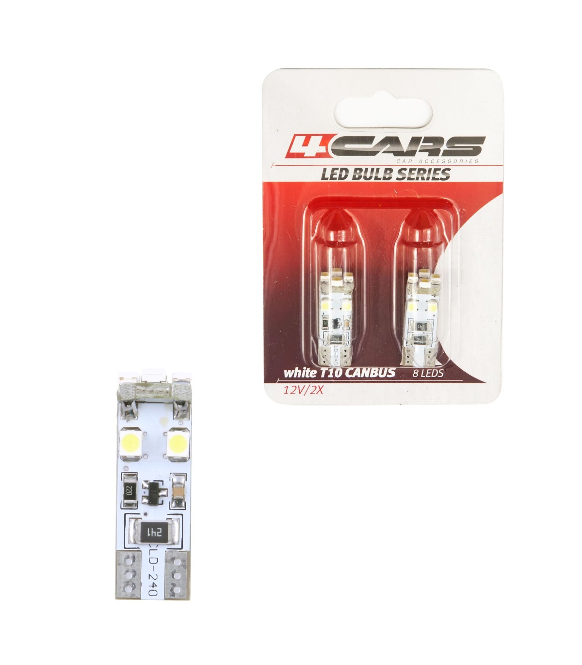 4CARS LED ŽIAROVKA 8LED 12V CANBUS 3528SMD T10 4CARS LED ŽIAROVKA 8LED 12V CANBUS 3528SMD T10