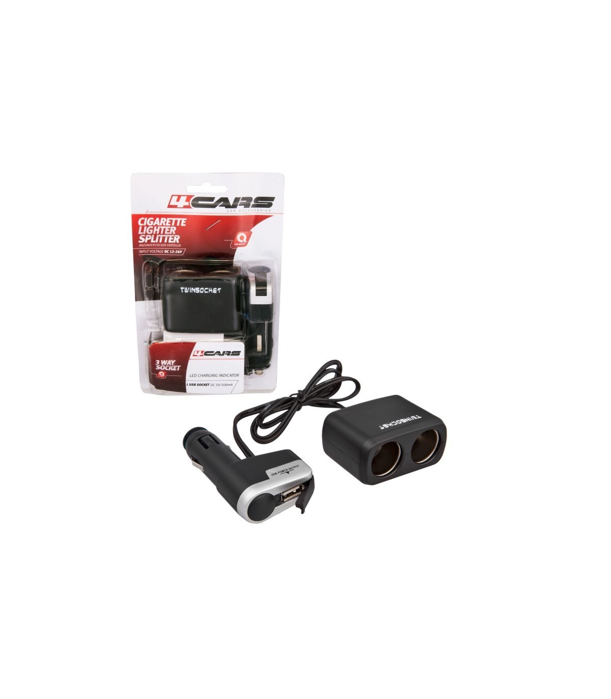4CARS ROZDVOJKA ZAPAĽOVAČA 12/24V S USB 4CARS ROZDVOJKA ZAPAĽOVAČA 12/24V S USB