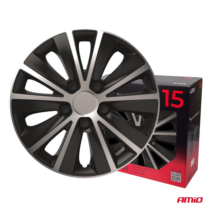 Puklice Rapide 15” čierno - strieborná sada 4ks COLOR BOX – Obrázok 3
