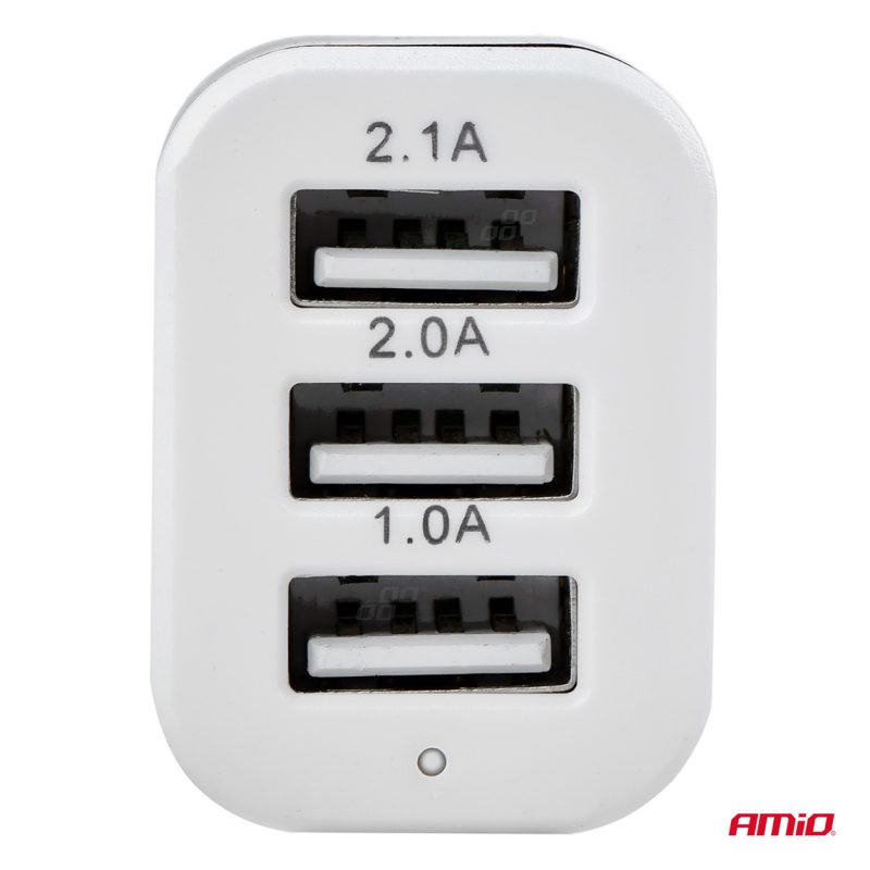 Autonabíjačka mobilného telefónu s 3xUSB biela PCH-03 – Obrázok 2