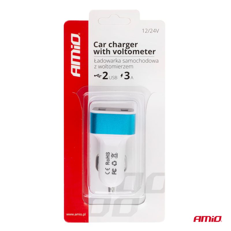 Autonabíjačka mobilného telefónu s 2xUSB + tester napätia akumulátora TEST-04 – Obrázok 5