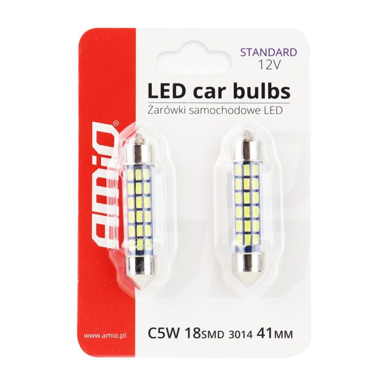 LED žiarovky STANDARD 3014 18SMD Festoon C5W C10W C3W 41mm White 12V – Obrázok 3