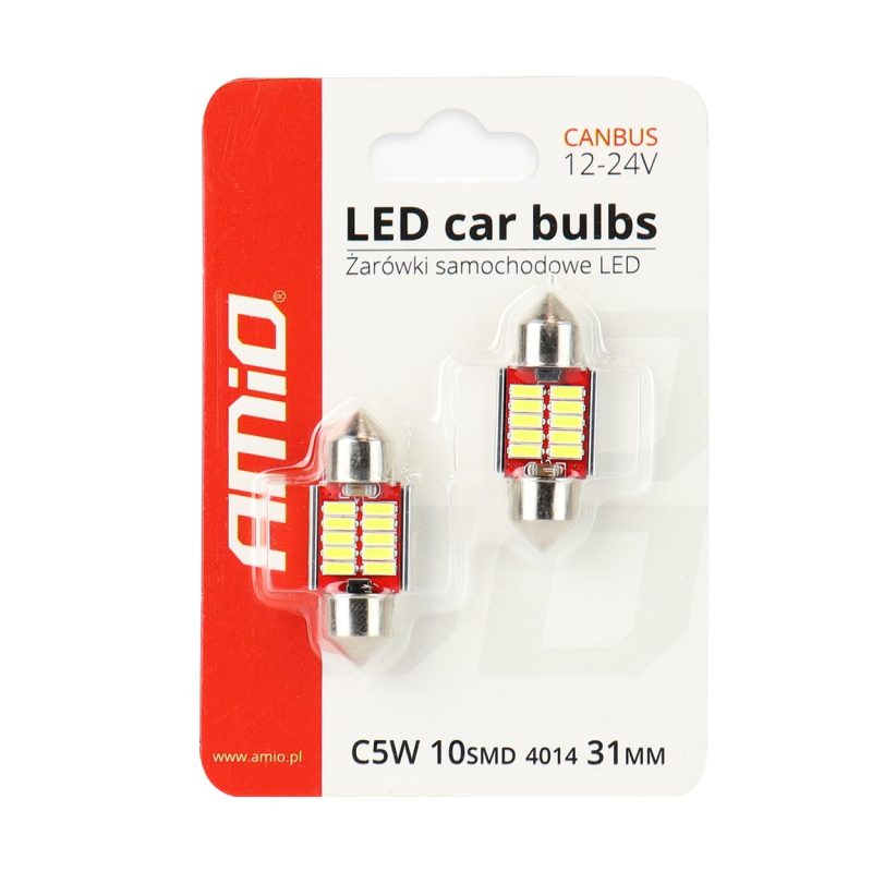 LED žiarovky CANBUS 4014 10SMD Festoon C5W C10W C3W 31mm White 12V/24V – Obrázok 3