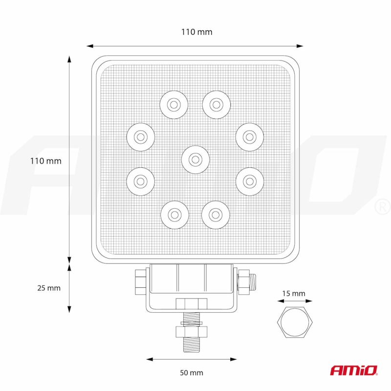 Pracovné LED svetlo AWL07 9 LED FLOOD 9-36V – Obrázok 11