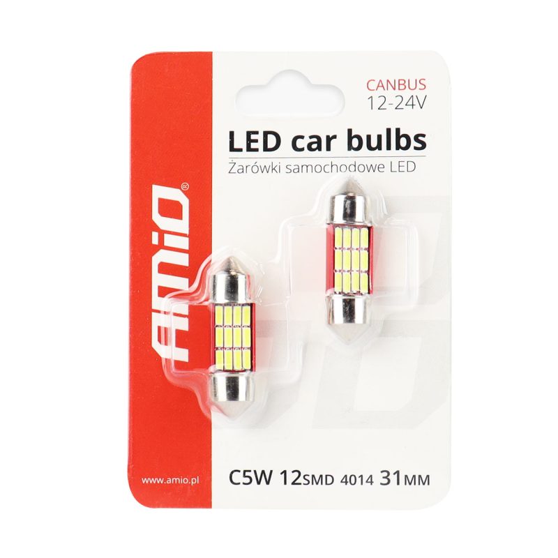 LED žiarovky CANBUS 4014 12SMD Festoon C5W C10W C3W 31mm White 12V/24V – Obrázok 3