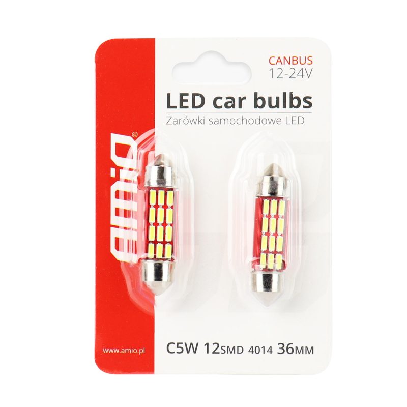 LED žiarovky CANBUS 4014 12SMD Festoon C5W C10W C3W 36mm White 12V/24V – Obrázok 3