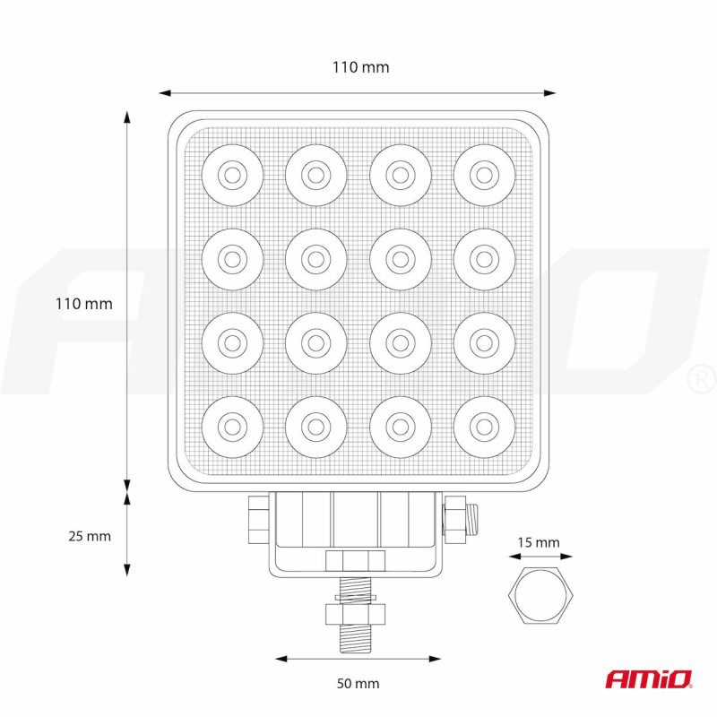 Pracovné LED svetlo 16x LED AWL05 EMC 108x108 48W FLAT 9-60V – Obrázok 12