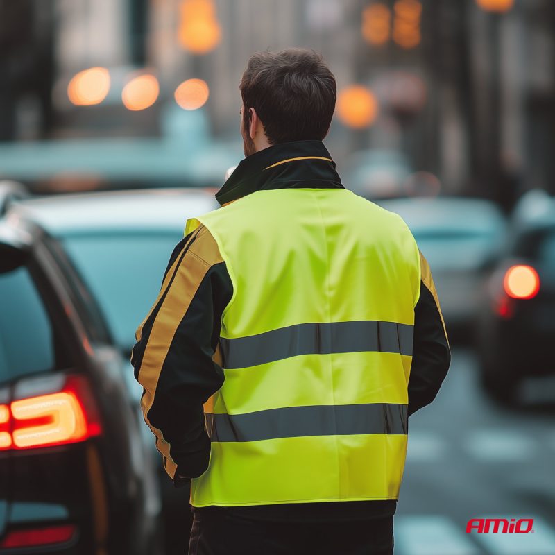Reflexná vesta XXL žltá s certifikátom AMiO-01734 – Obrázok 2