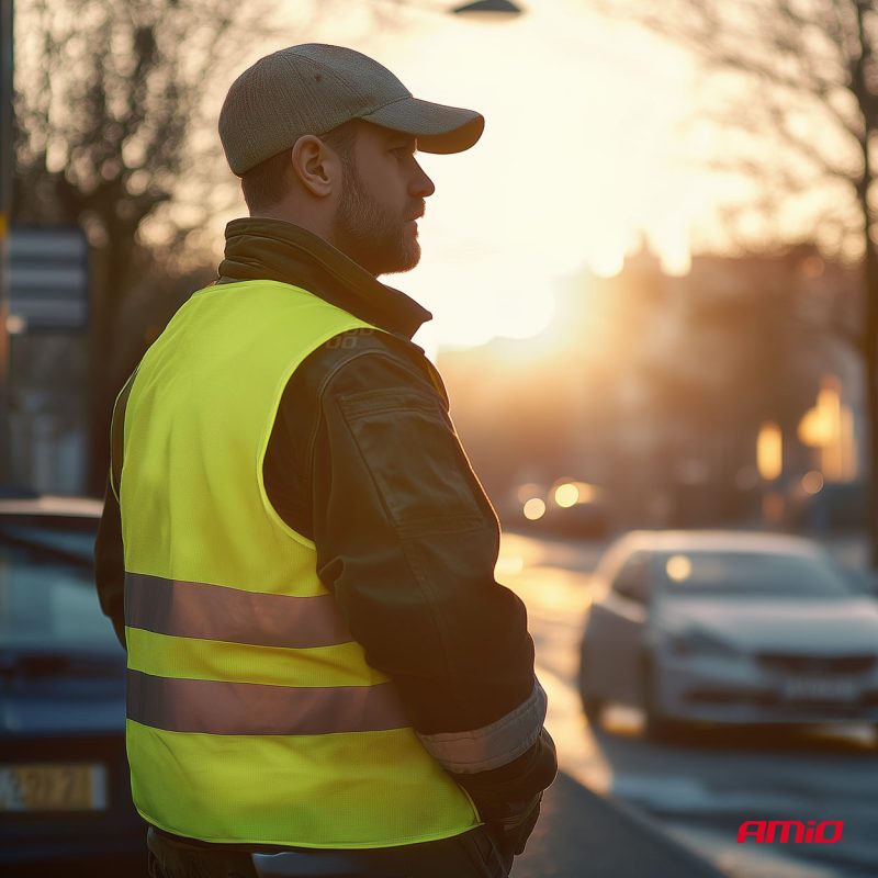 Reflexná vesta XXL žltá s certifikátom AMiO-01734 – Obrázok 3