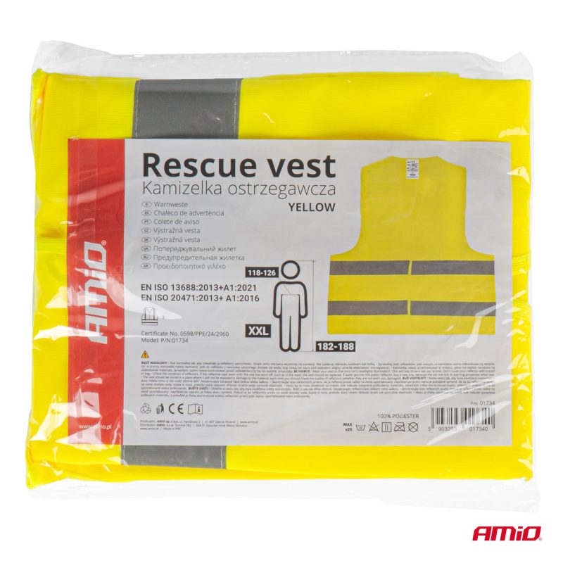 Reflexná vesta XXL žltá s certifikátom AMiO-01734 – Obrázok 9