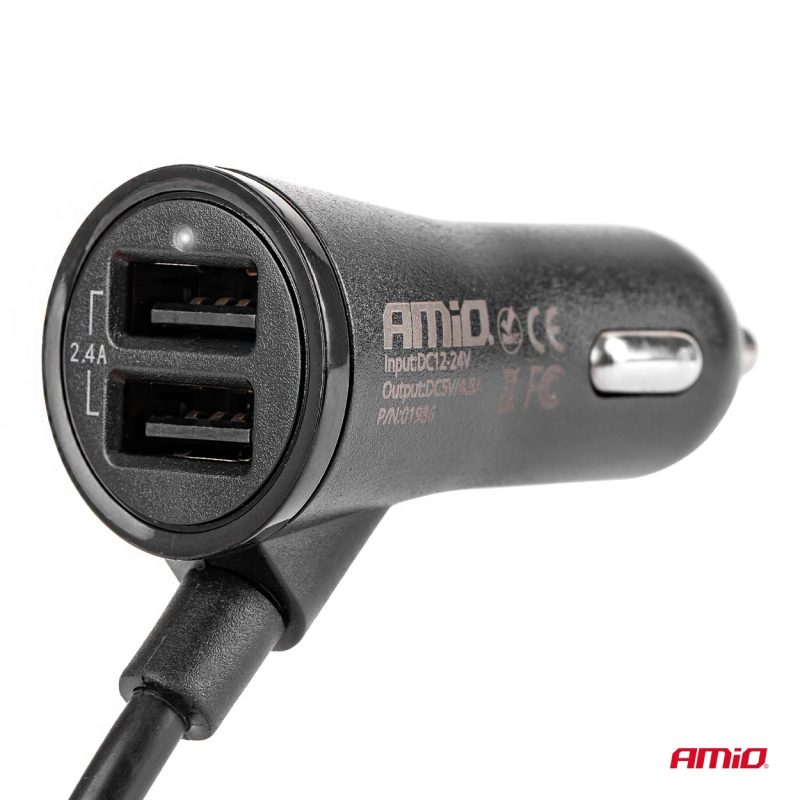 Autonabíjačka predná-zadná s predlžovacím káblom 4 USB – Obrázok 2
