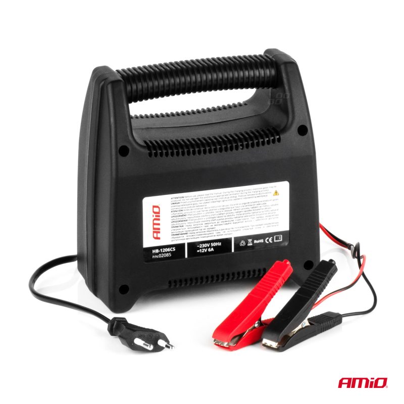Nabíjačka auto/moto batérií 6A, 12V AMiO SBC-6A – Obrázok 2