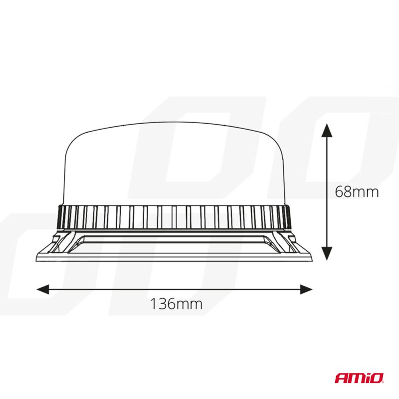 Výstražný maják pevný W03B na 3 skrutky R65 R10 36LED 12 / 24V IP56 – Obrázok 6