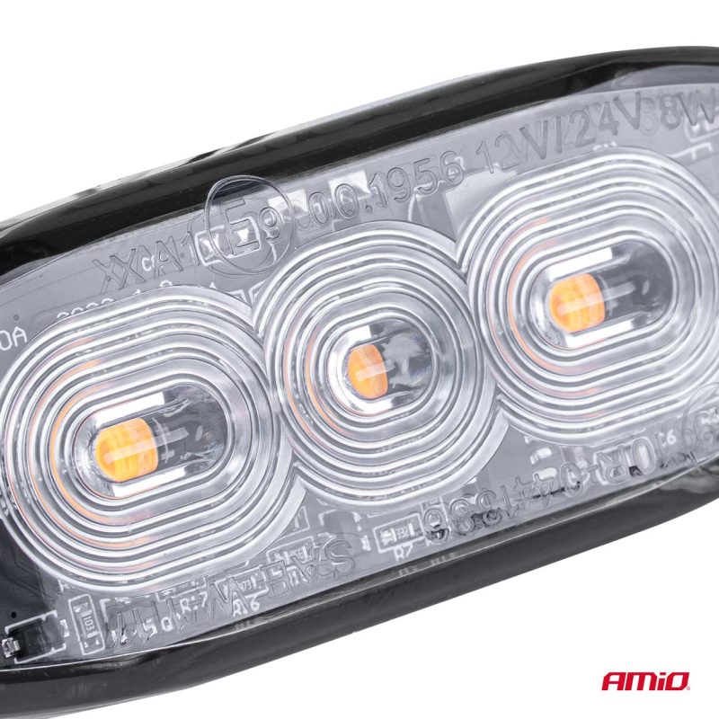 Výstražné osvetlenie oranžové 3x3W LED R65 R10 12/24V IP67 – Obrázok 2