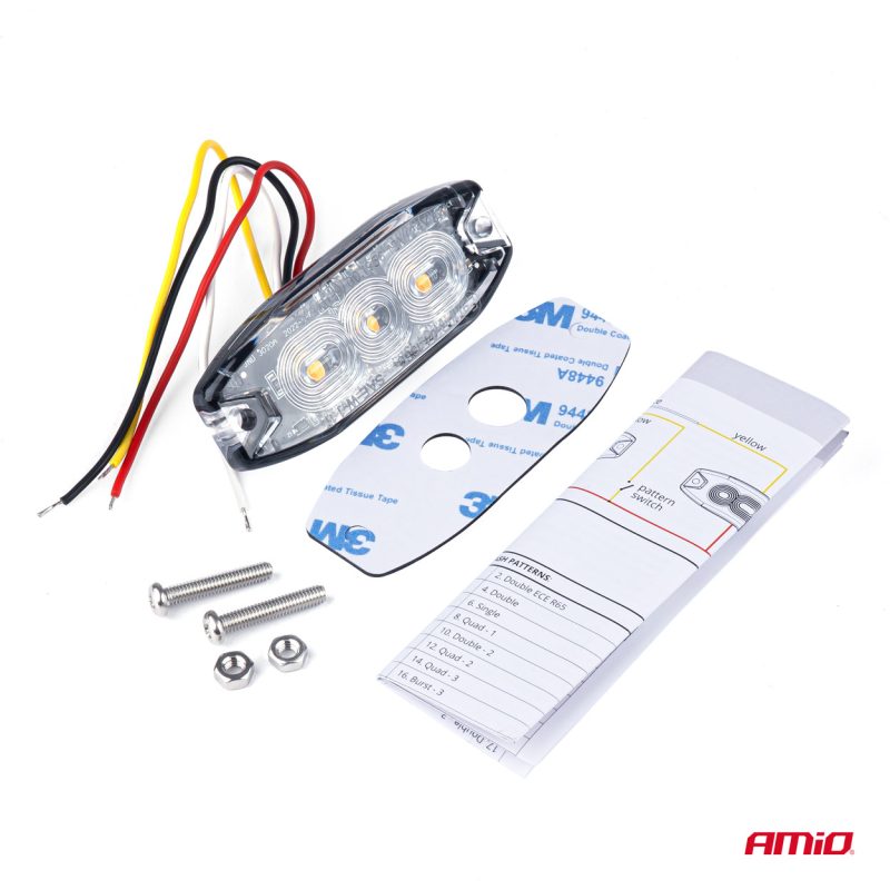 Výstražné osvetlenie oranžové 3x3W LED R65 R10 12/24V IP67 – Obrázok 3