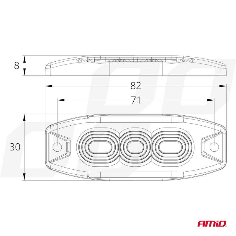 Výstražné osvetlenie oranžové 3x3W LED R65 R10 12/24V IP67 – Obrázok 4