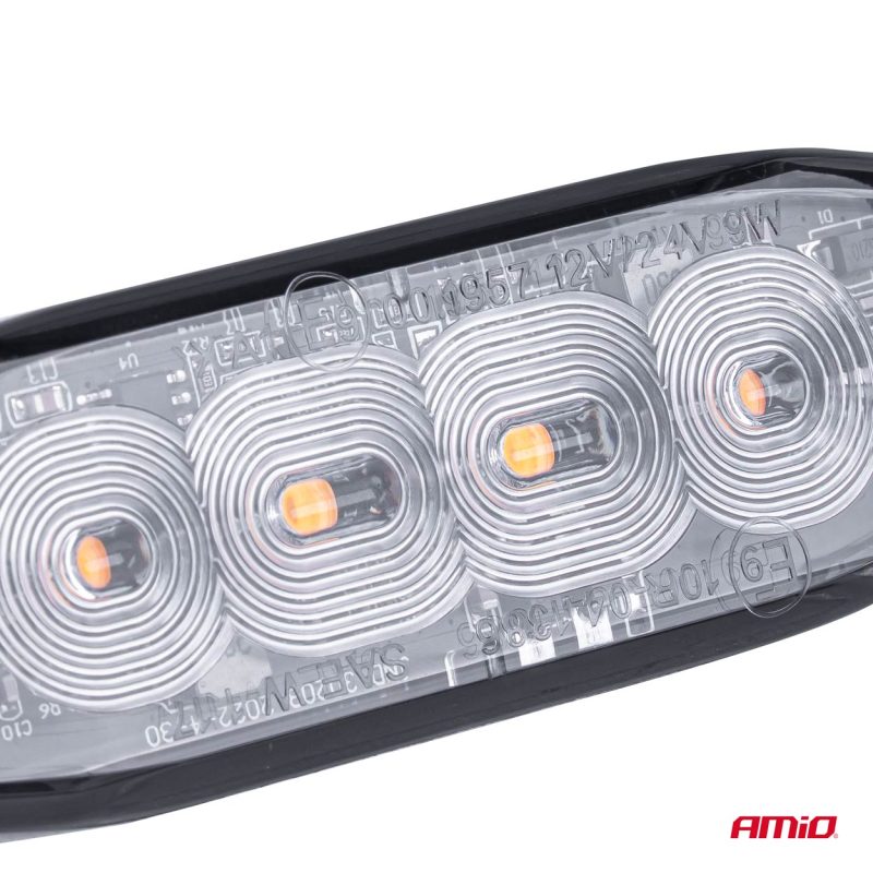Výstražné osvetlenie oranžové 4x3W LED R65 R10 12/24V IP67 AMIO-02298 – Obrázok 2