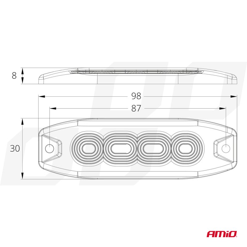 Výstražné osvetlenie oranžové 4x3W LED R65 R10 12/24V IP67 AMIO-02298 – Obrázok 4