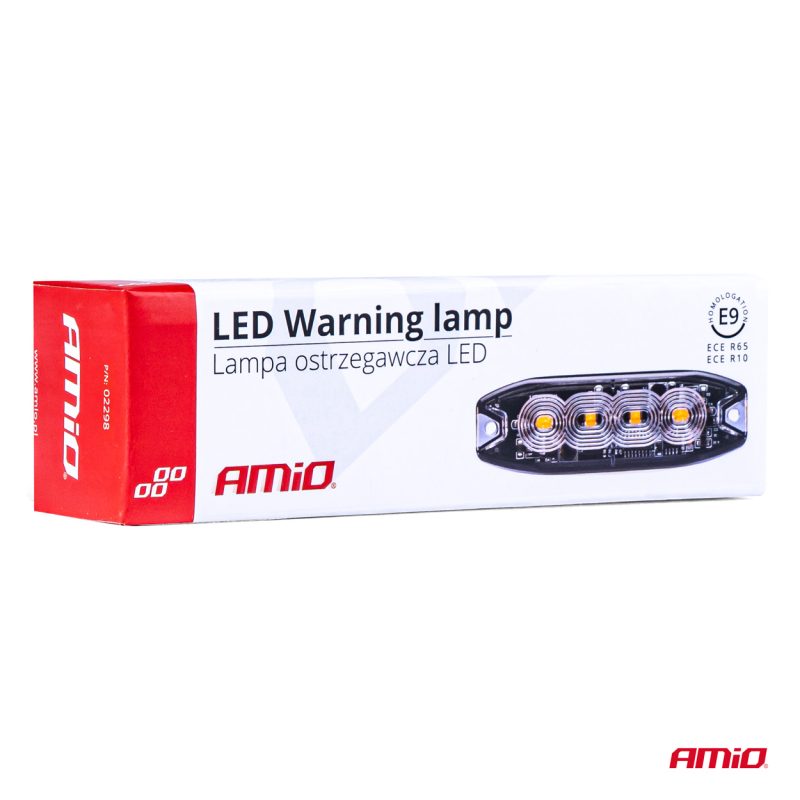 Výstražné osvetlenie oranžové 4x3W LED R65 R10 12/24V IP67 AMIO-02298 – Obrázok 5