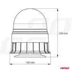 Výstražný maják W02M magnetický R65 R10 39LED 12 / 24V IP56 AMIO-02300 – Obrázok 9