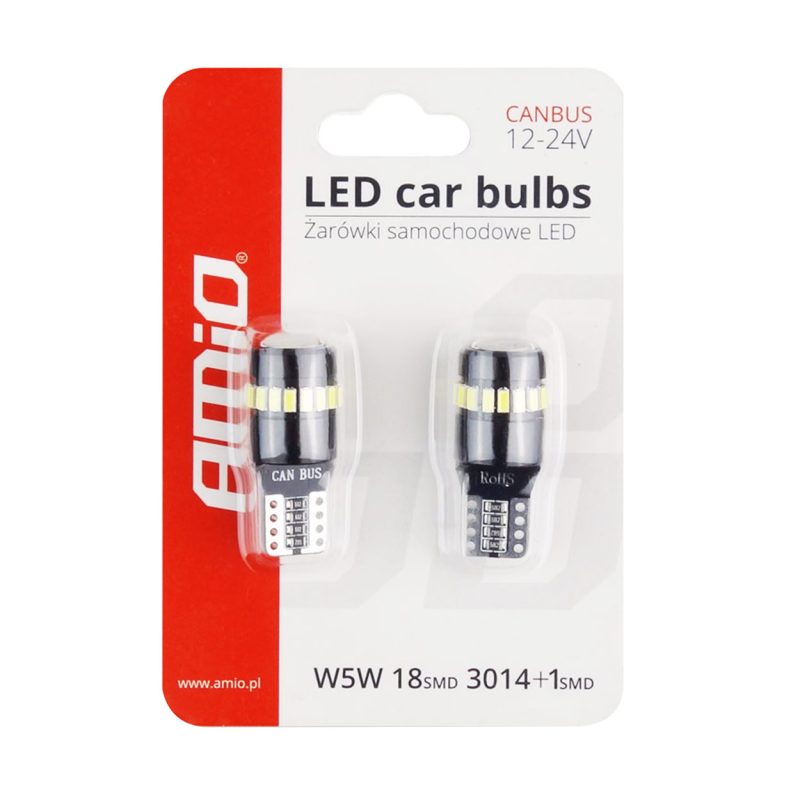 LED žiarovky CANBUS 18SMD 3014 + 1SMD 1SMD T10 W5W White 12V/24V – Obrázok 5