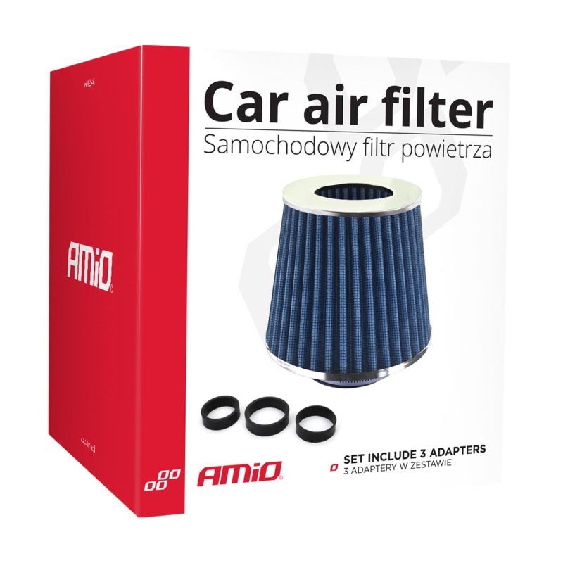 Kužeľový vzduchový filter Modrý + 3 adaptéry – Obrázok 4