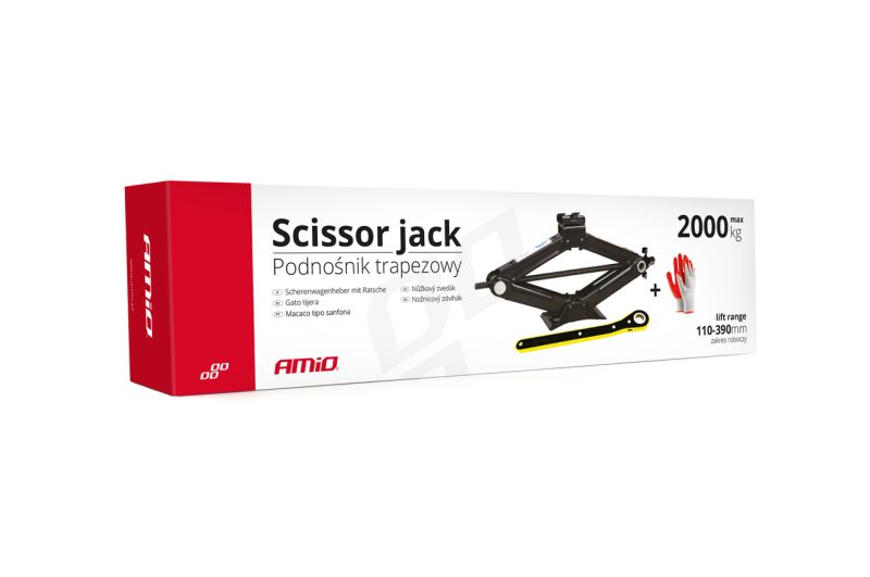 Trapézový zdvihák 2 T s račňovým kľúčom + pracovné rukavice AMiO-02479 – Obrázok 8