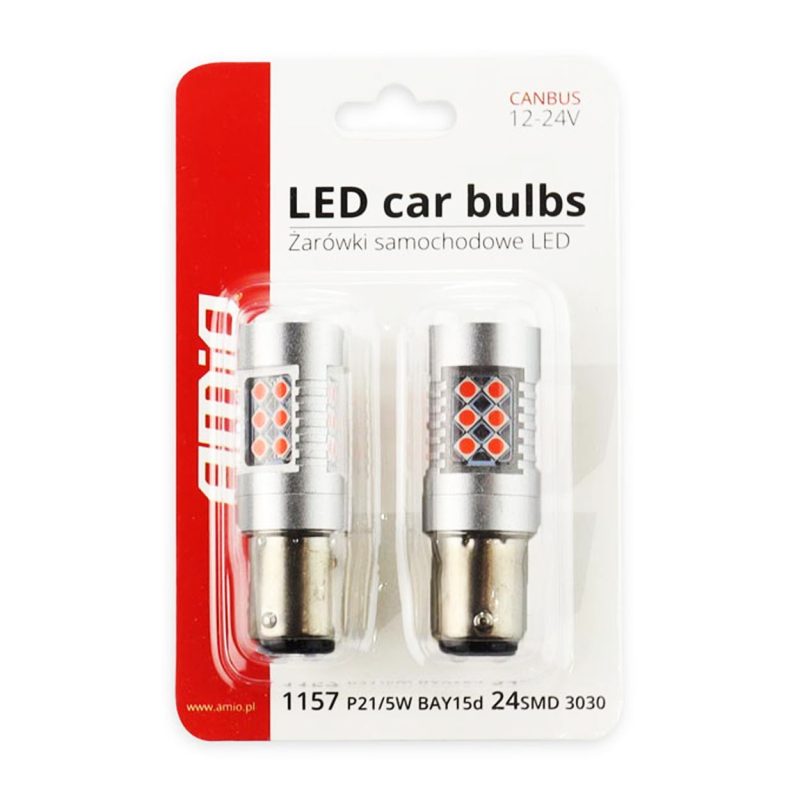 LED žiarovky CANBUS 3030 24SMD 1157 BAY15D PR21/5W Red 12V/24V – Obrázok 4