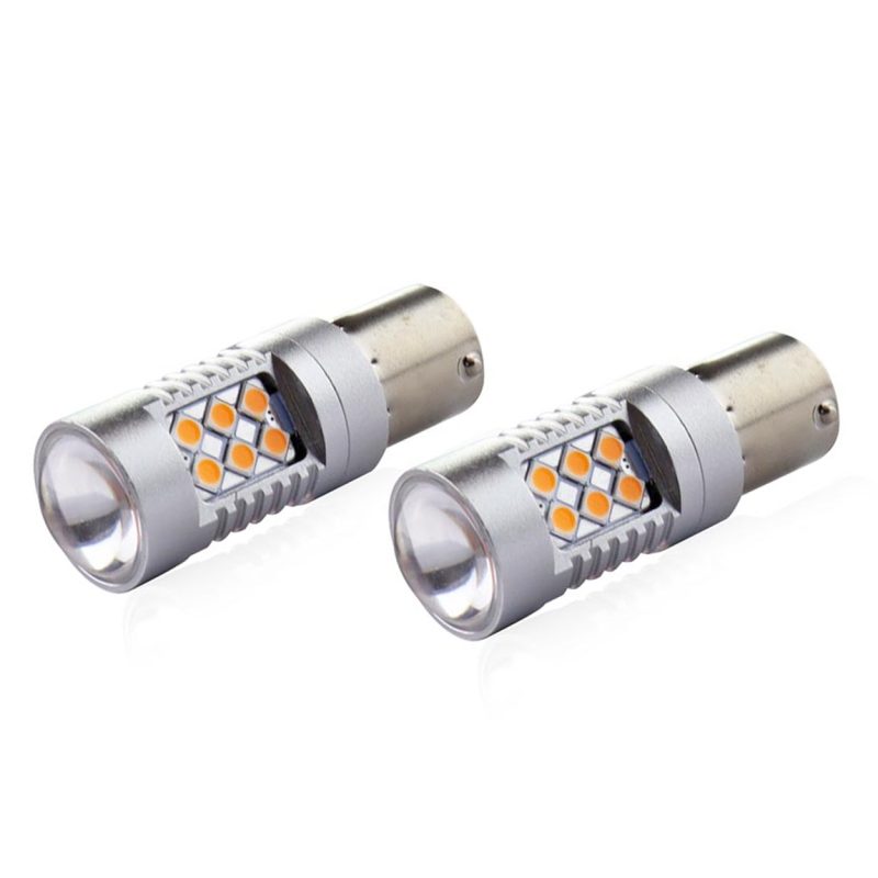 LED žiarovky CANBUS 3030 24SMD 1156 BAU15S PY21W Oranžová 12V/24V – Obrázok 6