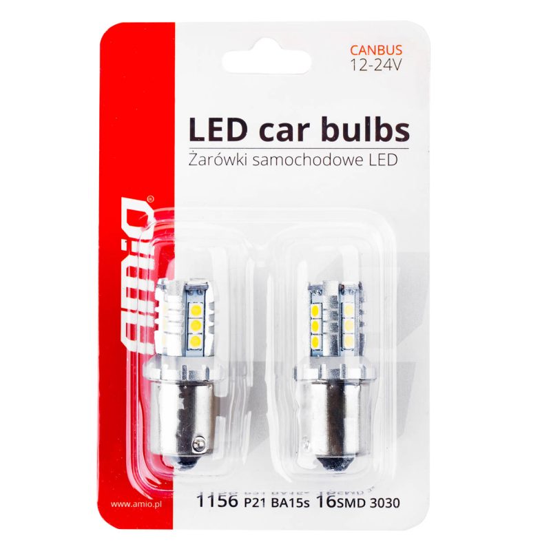 LED žiarovky CANBUS 3030 16SMD 1156 BA15S P21W R10W R5W White 12V/24V – Obrázok 3