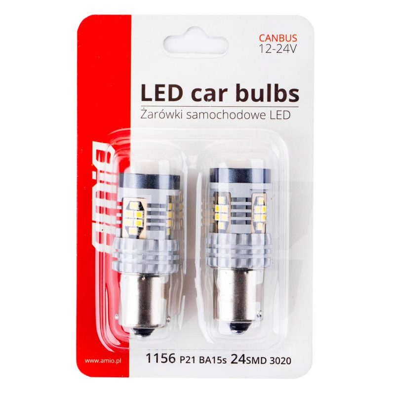 LED žiarovky CANBUS 3020 24SMD 1156 BA15S P21W R10W R5W White 12V/24V – Obrázok 4
