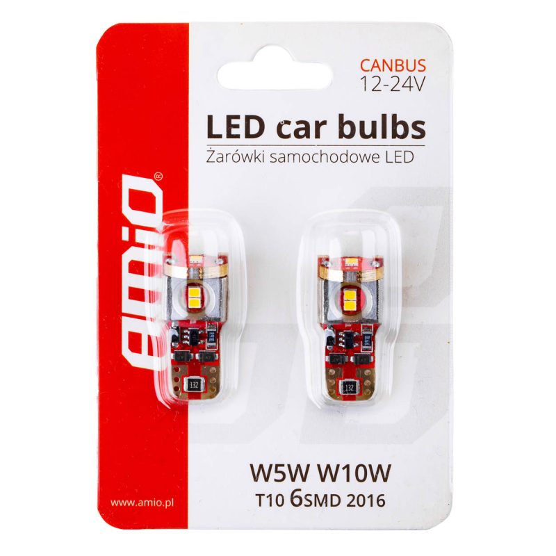 LED žiarovky CANBUS 2016 6SMD T10 W5W W10W White White 12V/24V – Obrázok 6