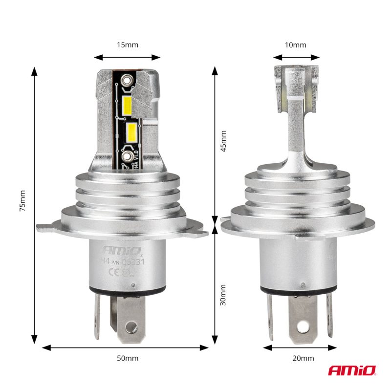 LED žiarovky hlavného svietenia H4/H19 H-mini Series AMiO-03331 – Obrázok 3