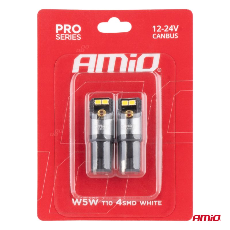 LED žiarovky CANBUS PRO T10 W5W 4x2016 SMD biele 12V 24V AMIO-03577 – Obrázok 4