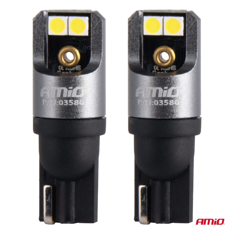LED žiarovky FULL CANBUS PRO T10 W5W 4x3030 SMD biele 12V 24V AMIO-03580 – Obrázok 2