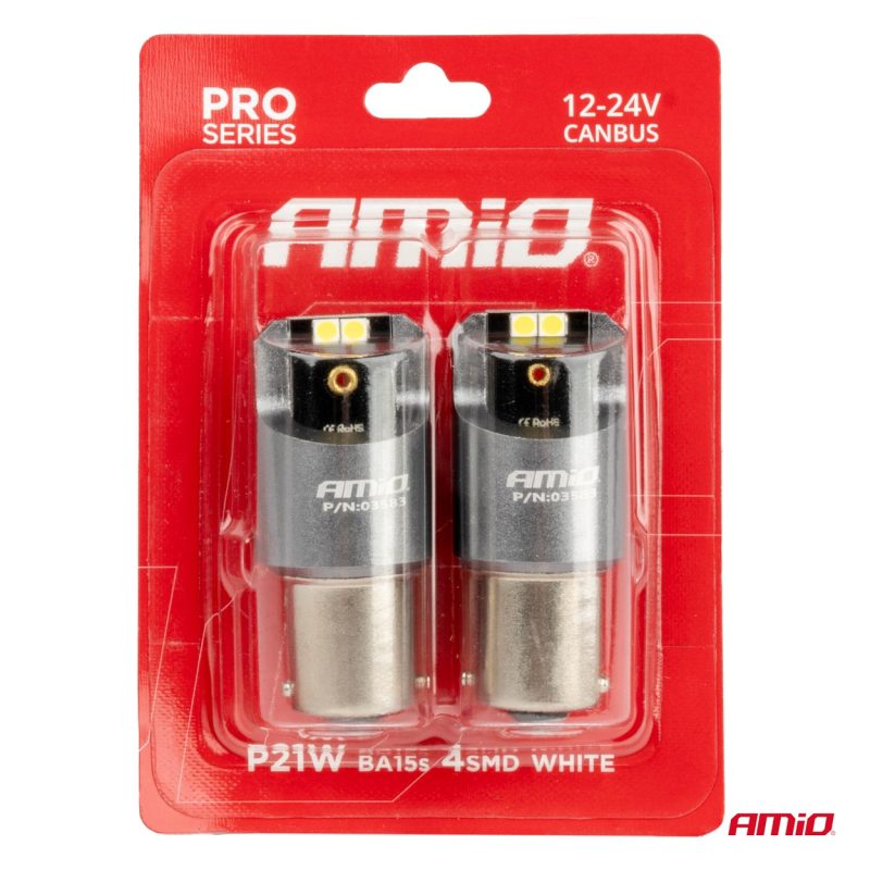 LED žiarovky CANBUS PRO series BA15S P21W 4x3030 SMD White 12/24V AMIO-03583 – Obrázok 4