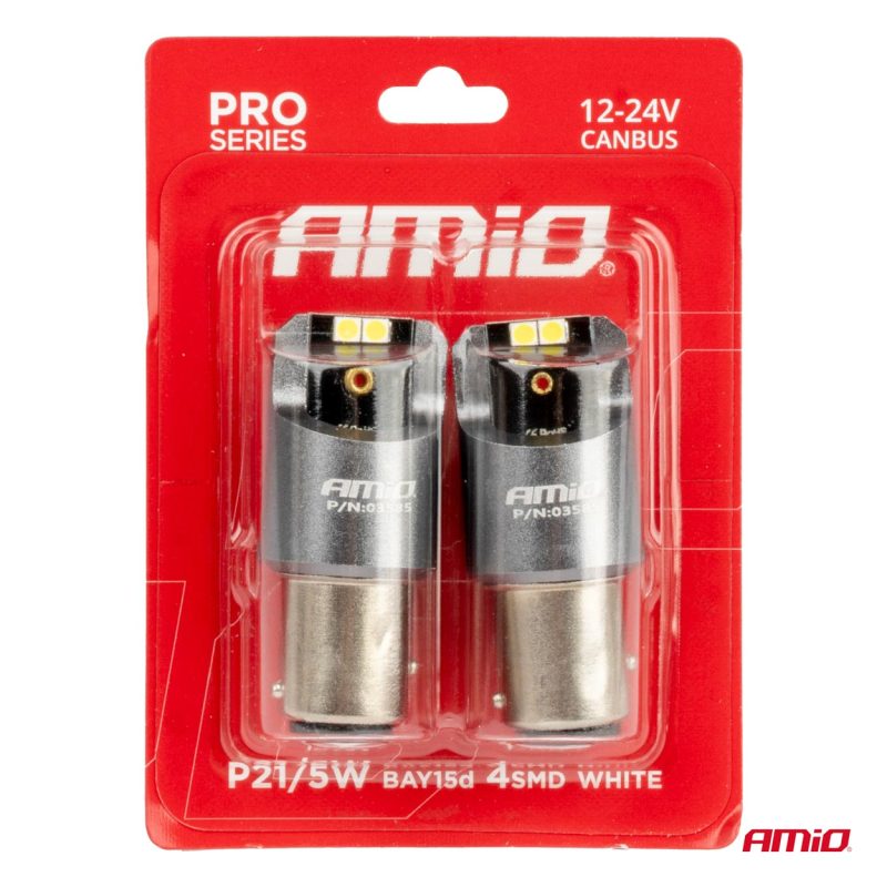 LED žiarovky CANBUS PRO series BAY15D P21/5W 4x3030 SMD White 12/24V AMIO-03585 – Obrázok 4