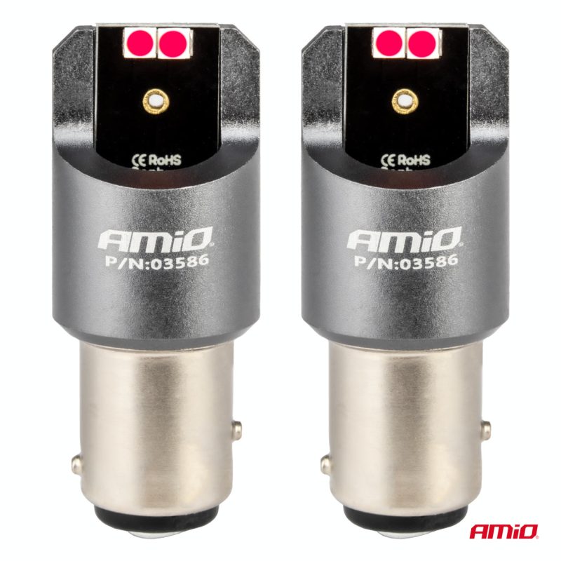 LED žiarovky CANBUS PRO series BAY15D P21/5W 4x3030 SMD Red 12/24V AMIO-03586 – Obrázok 2