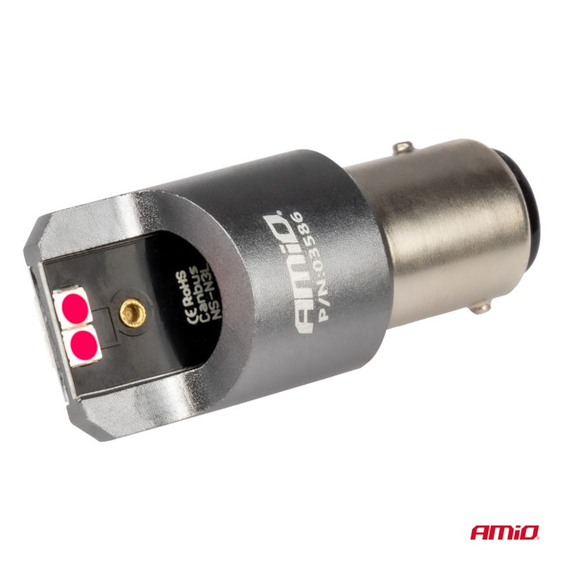LED žiarovky CANBUS PRO series BAY15D P21/5W 4x3030 SMD Red 12/24V AMIO-03586 – Obrázok 3