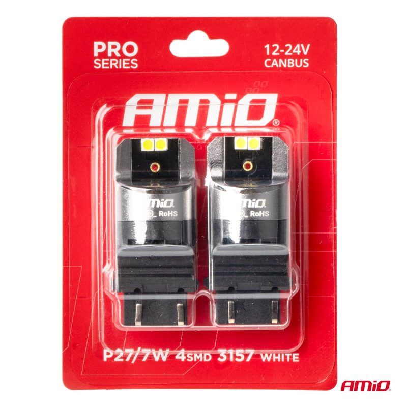 LED CANBUS PRO series 3157 P27/7W 4x3030 SMD White 12/24V CANBUS AMIO-03588 – Obrázok 4
