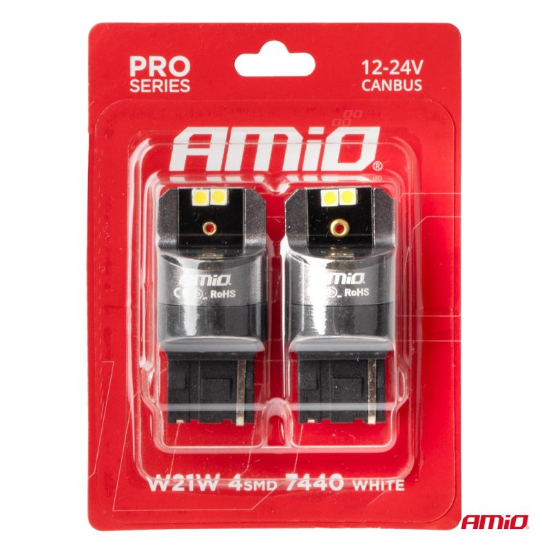 LED CANBUS PRO series 7440 W21W 4x3030 SMD White 12/24V CANBUS AMIO-03589 – Obrázok 4