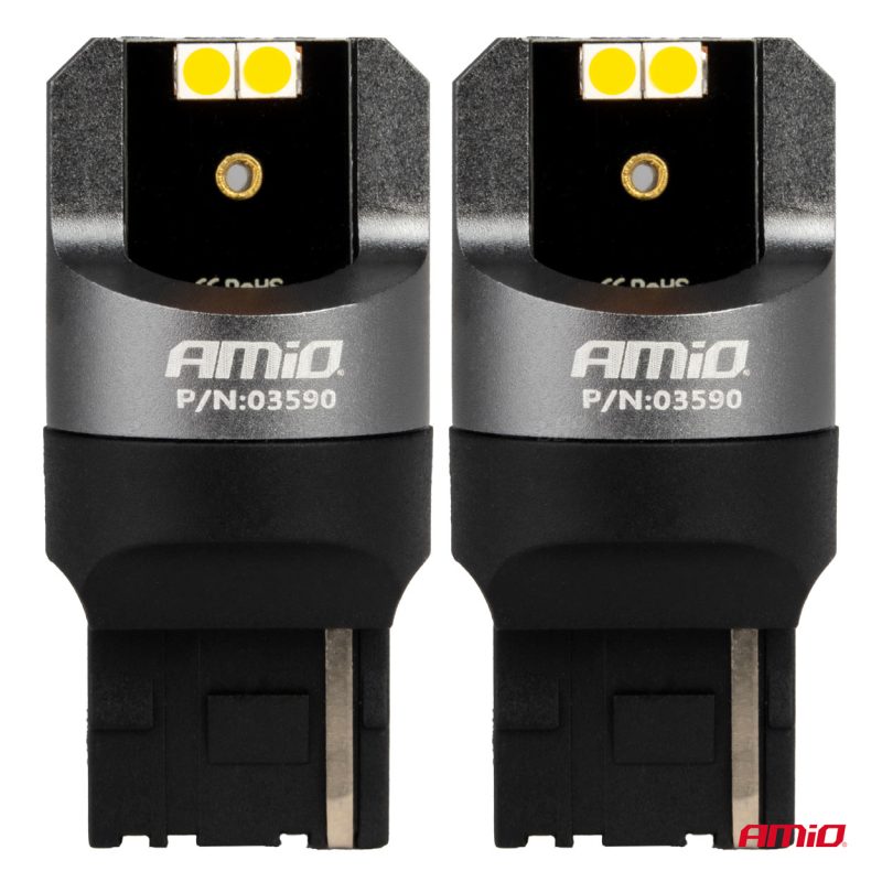 LED CANBUS PRO series 7440 WY21W 4x3030 SMD Orange 12/24V CANBUS AMIO-03590 – Obrázok 2