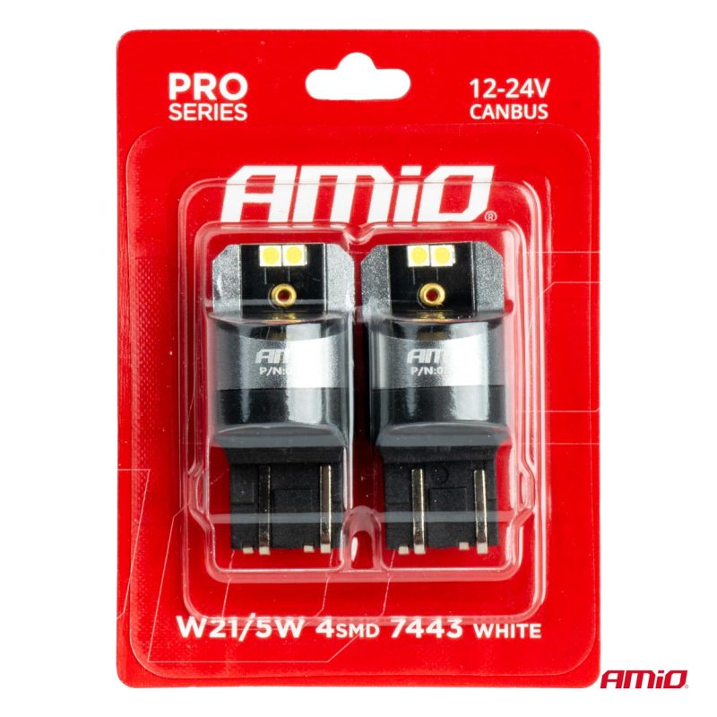LED žiarovky CANBUS PRO series 7443 W21/5W 4x3030 SMD White 12/24V AMIO-03591 – Obrázok 4