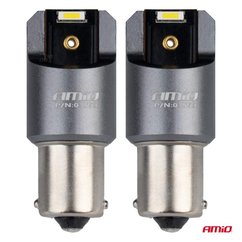 LED žiarovky FULL CANBUS PRO BA15S P21W 2x1860SMD biele12V 24V AMIO-03593 – Obrázok 2