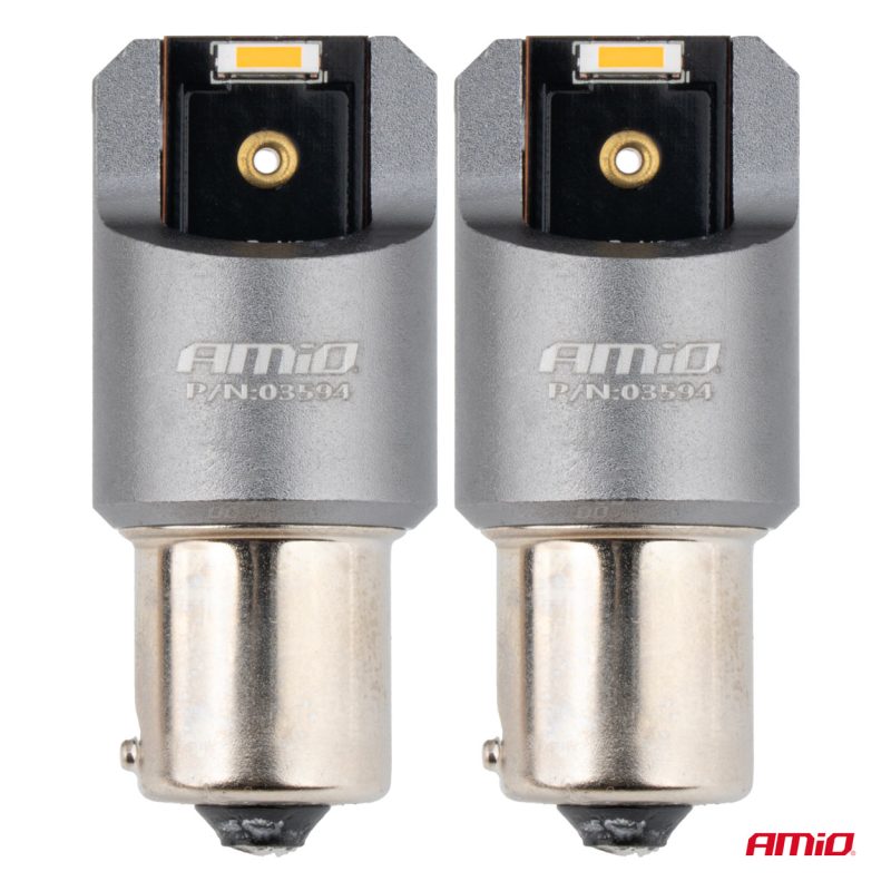 LED žiarovky FULL CANBUS PRO PY21W 2x1860 SMD amber 12V 24V AMIO-03594 – Obrázok 2