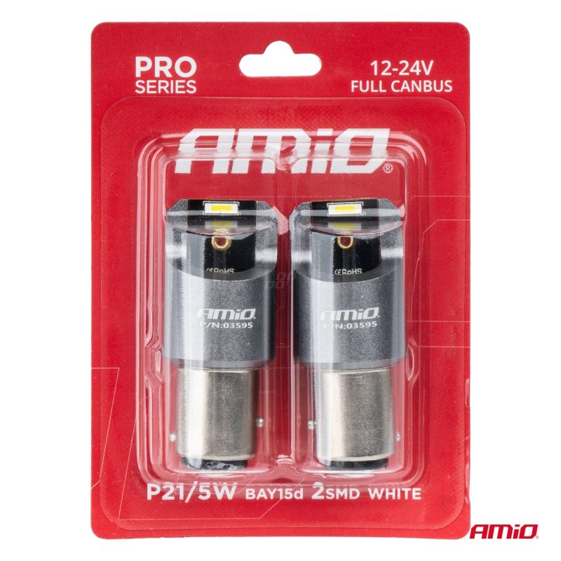 LED žiarovky FULL CANBUS PRO BAY15D P21/5W 2x1860SMD biele 12V 24V AMIO-03595 – Obrázok 4