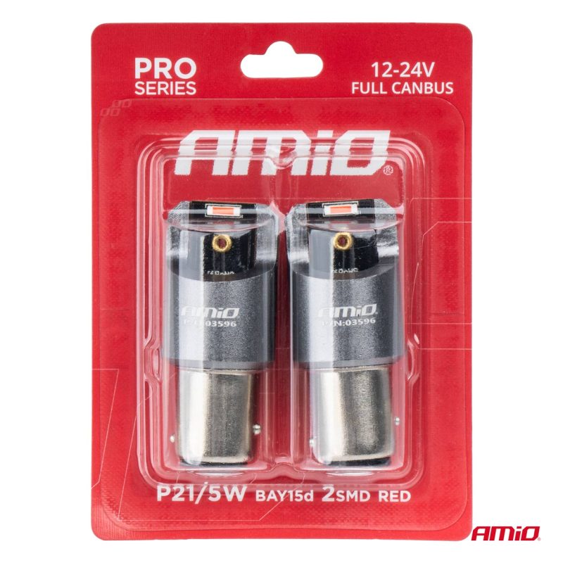 LED žiarovky FULL CANBUS PRO P21/5W 2x1860 SMD červené 12V 24V AMIO-03596 – Obrázok 4