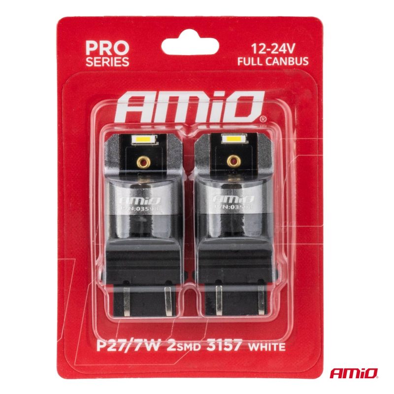 LED žiarovky FULL CANBUS PRO P27/7W 2x3157 SMD biele 12V 24V AMIO-03598 – Obrázok 4
