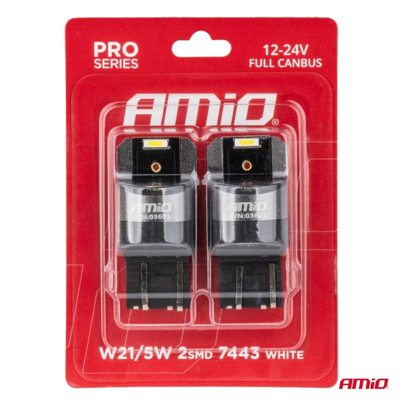 LED žiarovky FULL CANBUS PRO W21/5W 2x1860 SMD biele 12V 24V AMIO-03601 – Obrázok 4